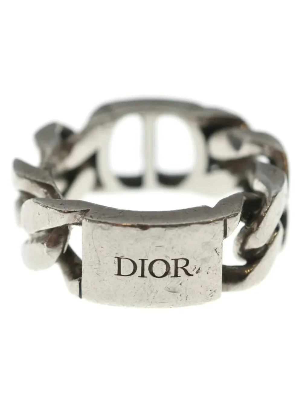 Dior CD Icon Chain Link Signature Ring Silver